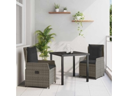 Vidaxl Conjunto De Jantar Para Jardim 3 Unid. Cinzeto Vime Pe