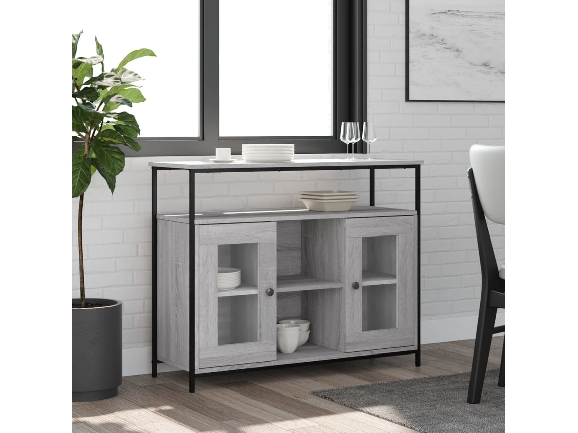 Vidaxl Aparador 100x35x80 Cm Derivados De Madeira Cinzento Sonoma