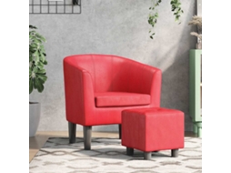 Vidaxl Poltrona Com Apoio De Pés Couro Artificial Vermelho