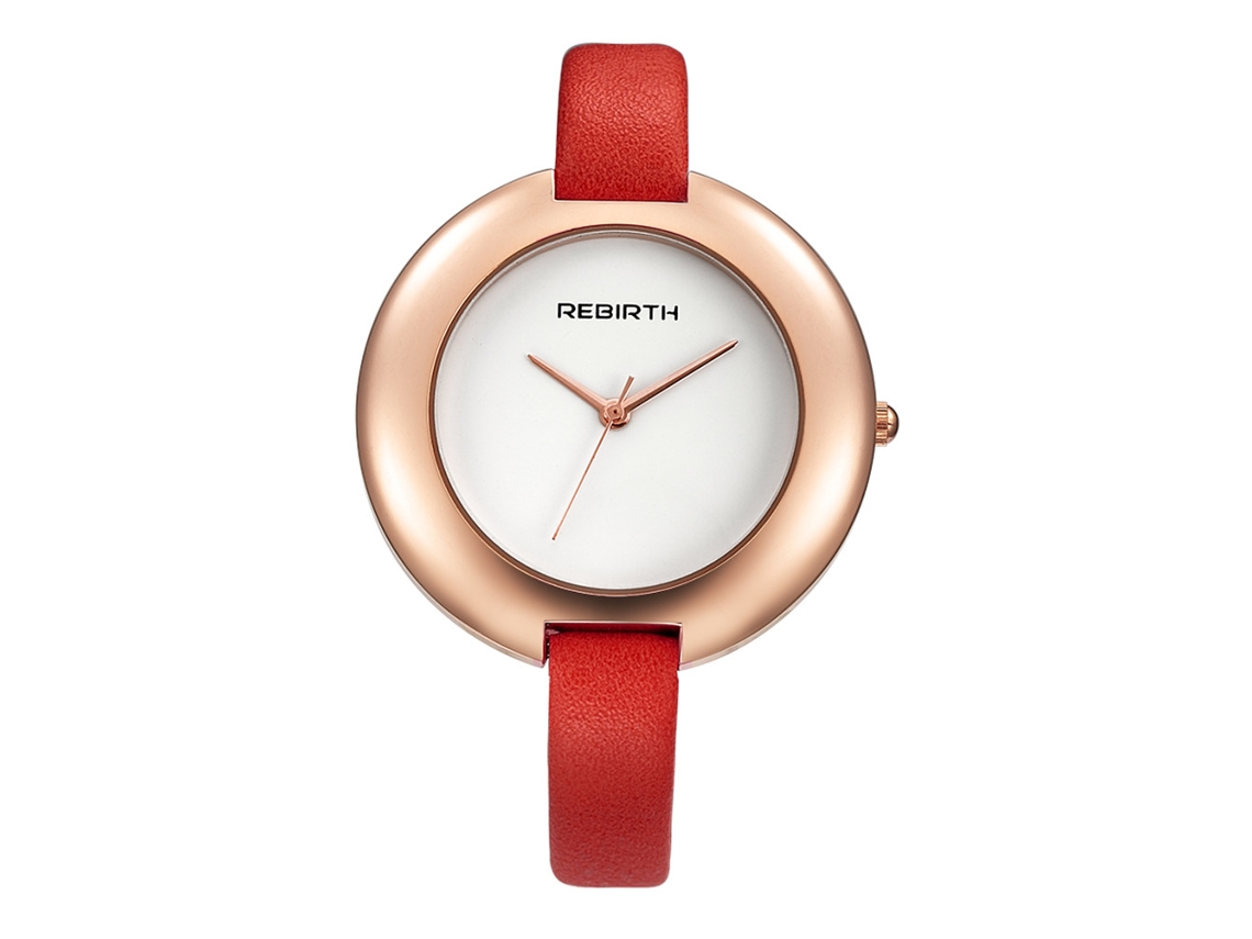 Relógio Feminino Casual de Pulso de Quartzo com Mostrador Grande e Pulseira Pu (vermelho)