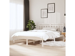 Vidaxl Estrutura De Cama Casal 135x190 Cm Madeira Maciça Branco