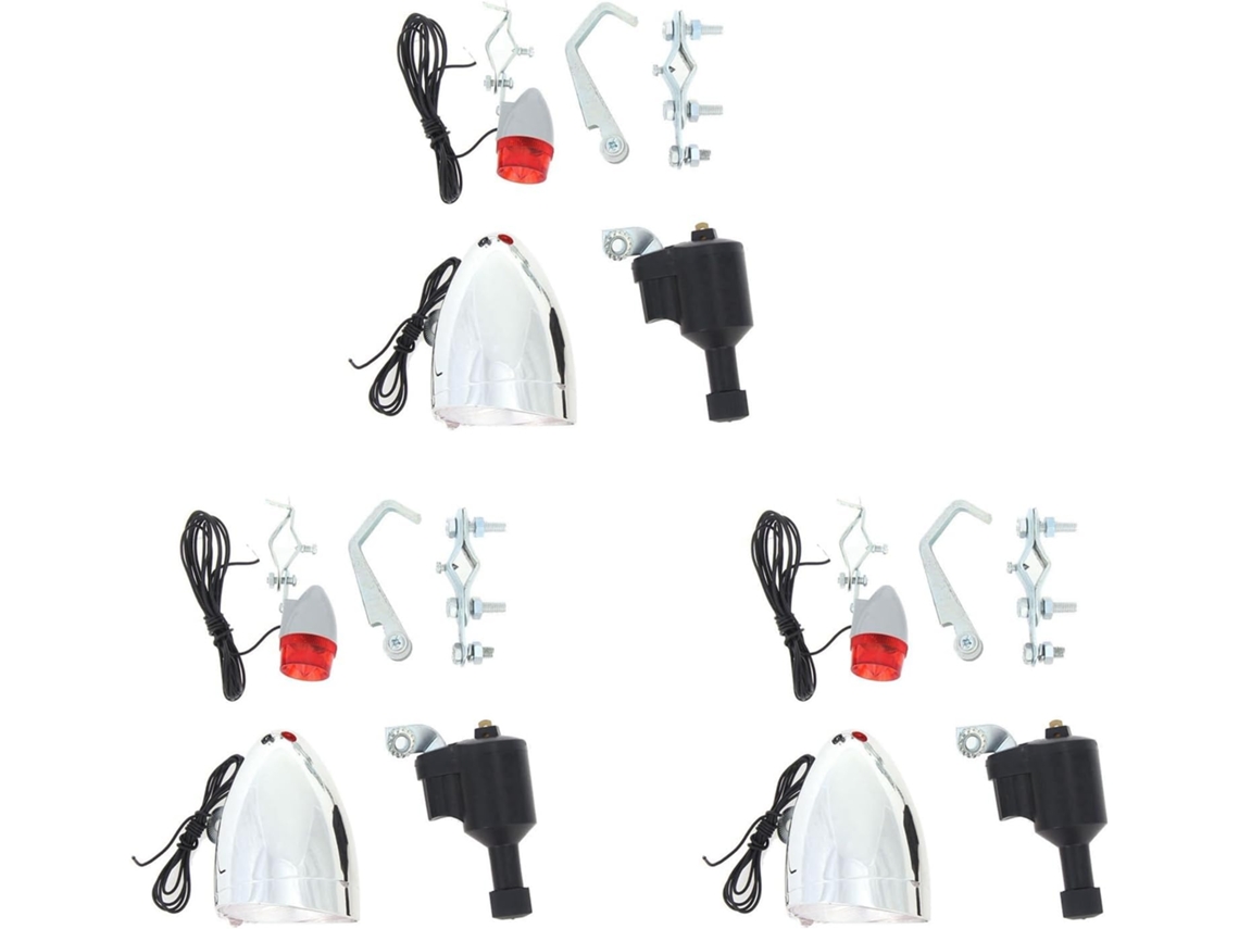 3x Acessórios para Dínamo de Fricção Leve para Bicicleta Motorizada, Farol Dianteiro e Luz Traseira 6v 3w SFUSHOS