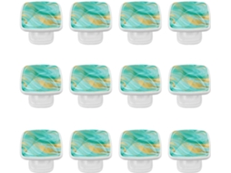 Puxadores E Maçanetas Quadradas Para Armários De Cozinha, Conjunto De 12 Peças, Textura Abstrata Em Verde E Azul