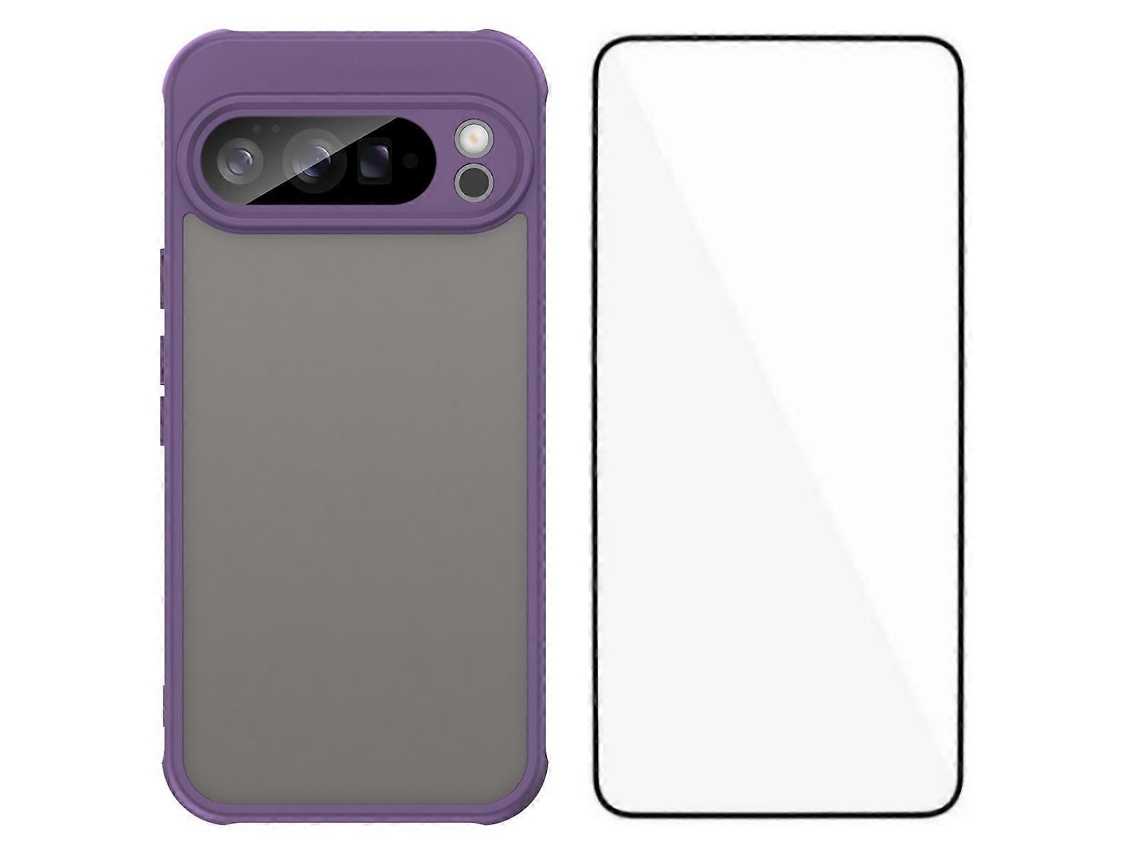 Capa Com Película Protetora De Tela Wanlonfeng Fd Series Skin Touch Tpu Pc Para Google Pixel 10 Pro Xl, Roxa