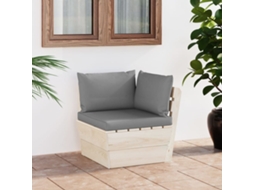 Vidaxl Sofá De Canto Paletes P/ Jardim Com Almofadões Abeto Impreg.