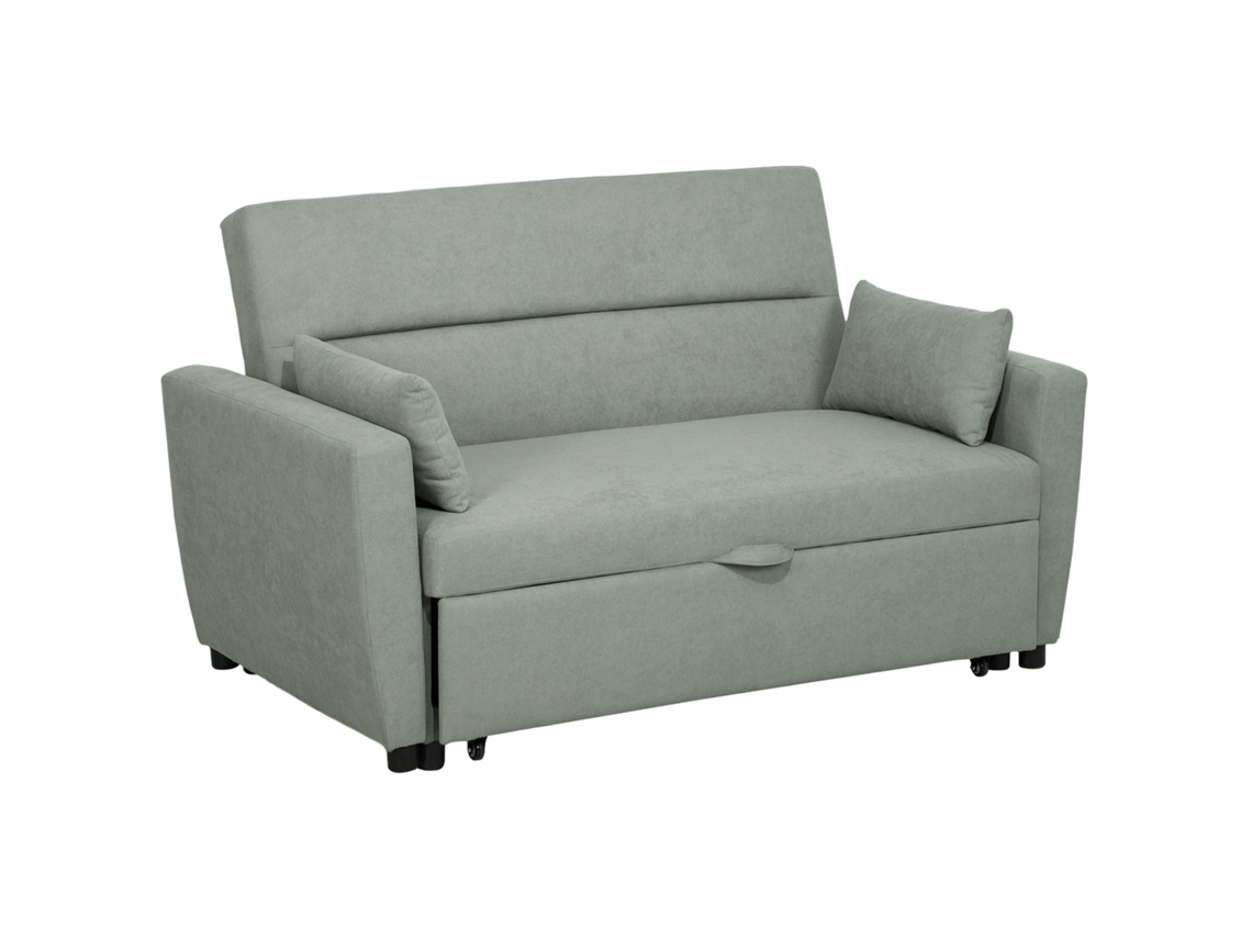 Sofá de 2 Lugares com Função Cama, Encosto Ajustável, Veludo Cinza Claro MARCA