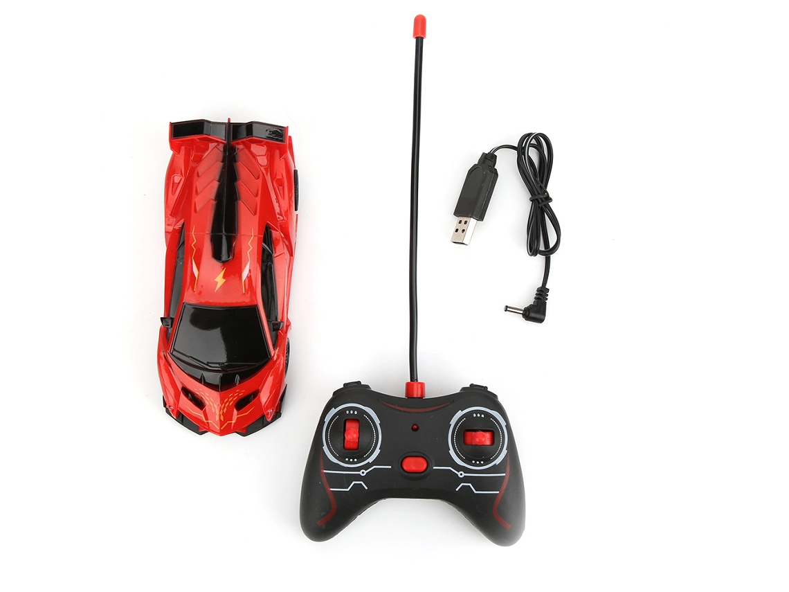 Ats brinquedo Carro de Corrida em Parede Controle Remoto Recarregável 1:28 para Crianças Vermelho