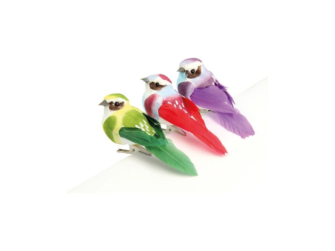 Pássaros Decorativos Multicoloridos 3 Peças Artémio