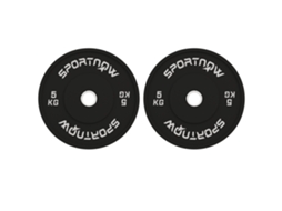 Set 2 Discos Peso 5kg em Borracha com Furo 5cm para Halteres e Barras preto