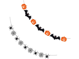Conjunto De 2 Enfeites De Halloween Em Feltro Com Abóboras E Aranhas.