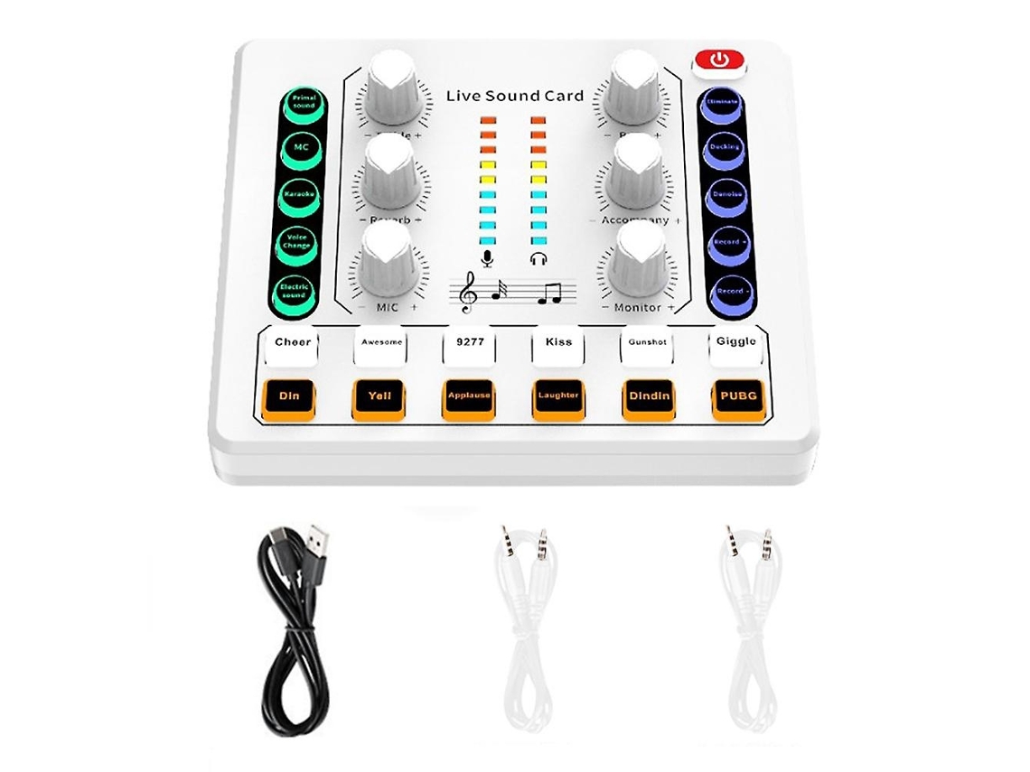 Lurelia Placa De Som Live 2 Canais Bluetooth, Redução De Ruído E 12 Efeitos Dj