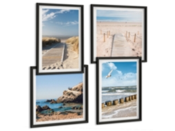Composição De Quadros Na Parede Acessórios Rosa Estilosos Moldura Preta Quadros Para A Sala De Estar Espelharte (conjunto De 4 Imagens)