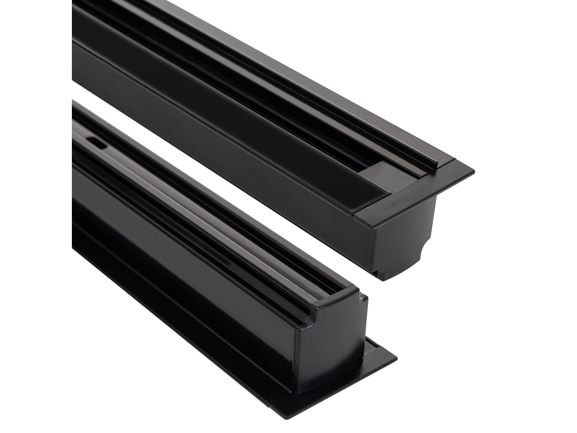 Carril Trifásico Dali Track Encastrável Alumínio Para Focos Led 1 Metro Preto