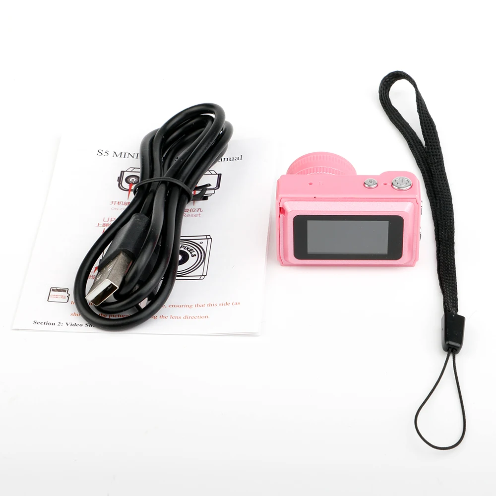 Mini Câmera com Tela, 1080p Portátil para Esportes MDUG (rosa Sem Cartão de Memória)