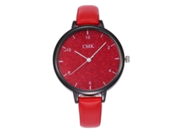 Relógio Feminino Cmk Quartzo com Pulseira de Couro Pu Estrela Rosa