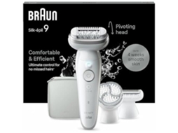 Depiladora Feminina BRAUN Silk-Épil 9 Elétrica com Cabeça Flexível para Remoção de Pelos Simples Úmidos e Secos Pele Lisa