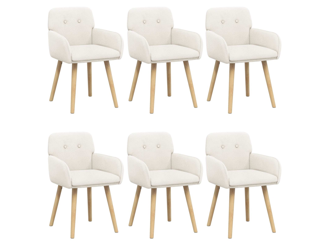 Conjunto 6 Cadeiras De Jantar Vidaxl Creme Bouclé (59 X 57 X 85 Cm)