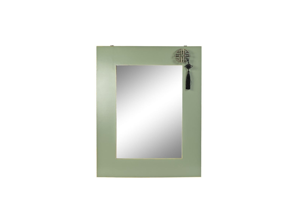 Espelho de parede DKD Home Decor Abeto Natural Vermelho Metal Verde Oriental Madeira MDF (70 x 2 x 90 cm)