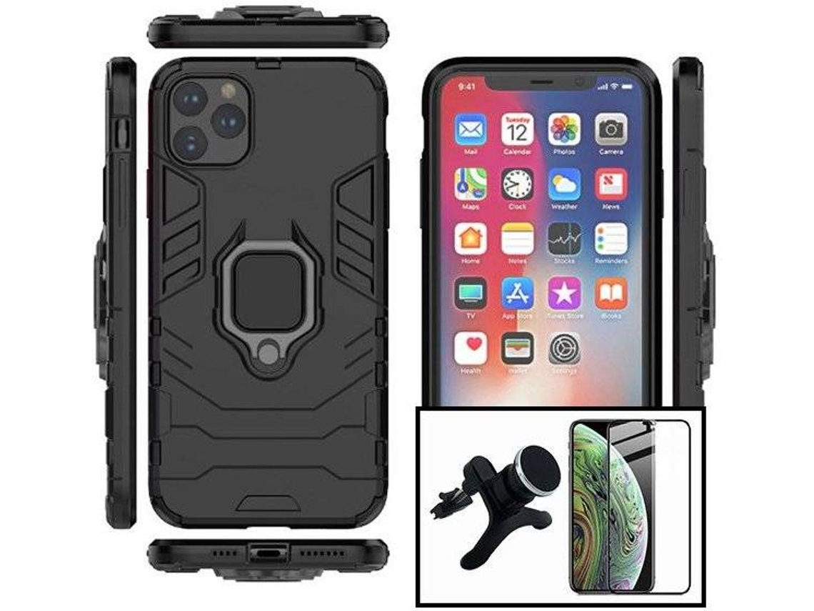 Kit Capa, Película de Vidro Temperado e Suporte Xiaomi Poco M2 Pro Full Cover Preto