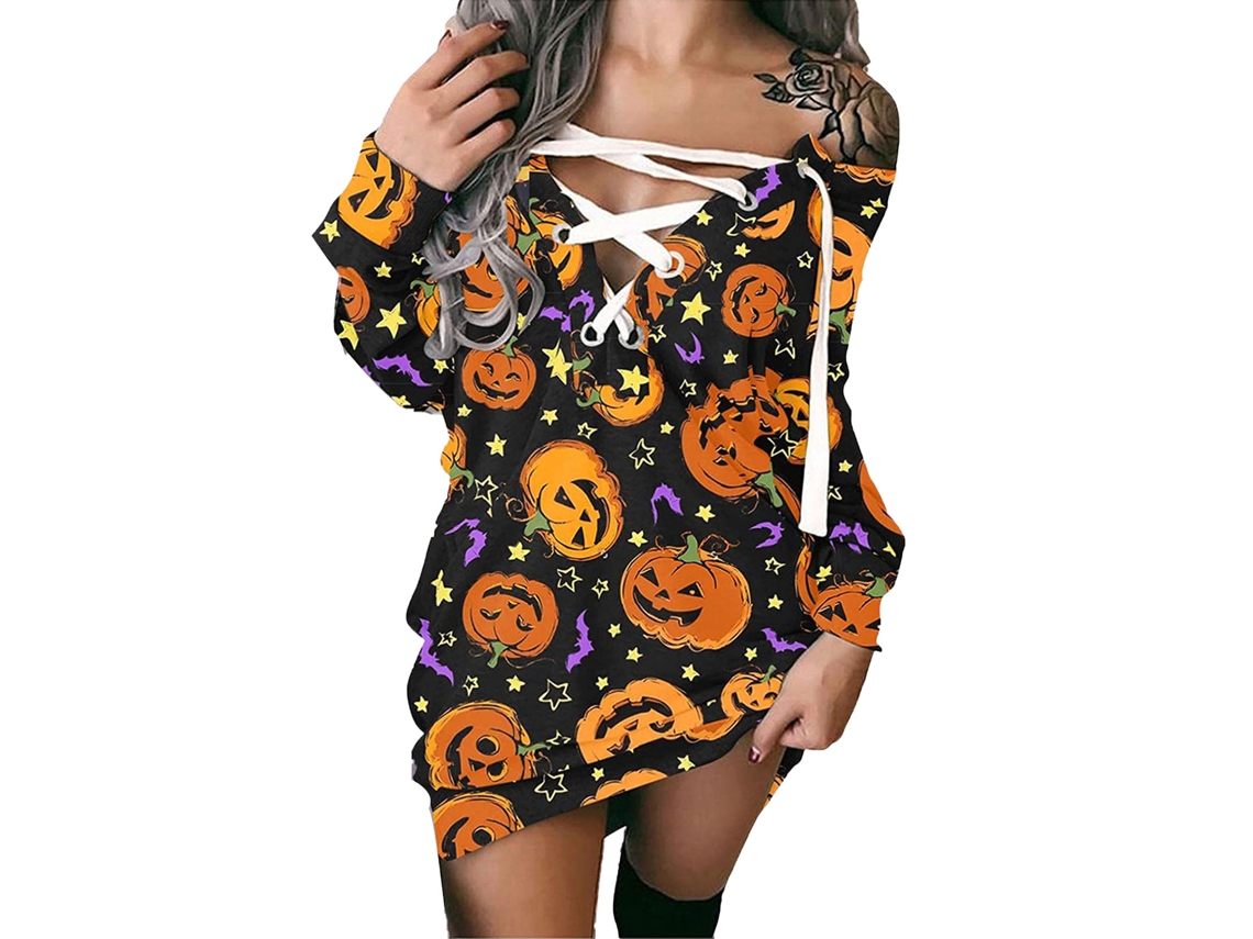 Vestido Casual Feminino Laxiscreed Com Manga Longa, Decote V E Estampa Para Festa Ou Férias M
