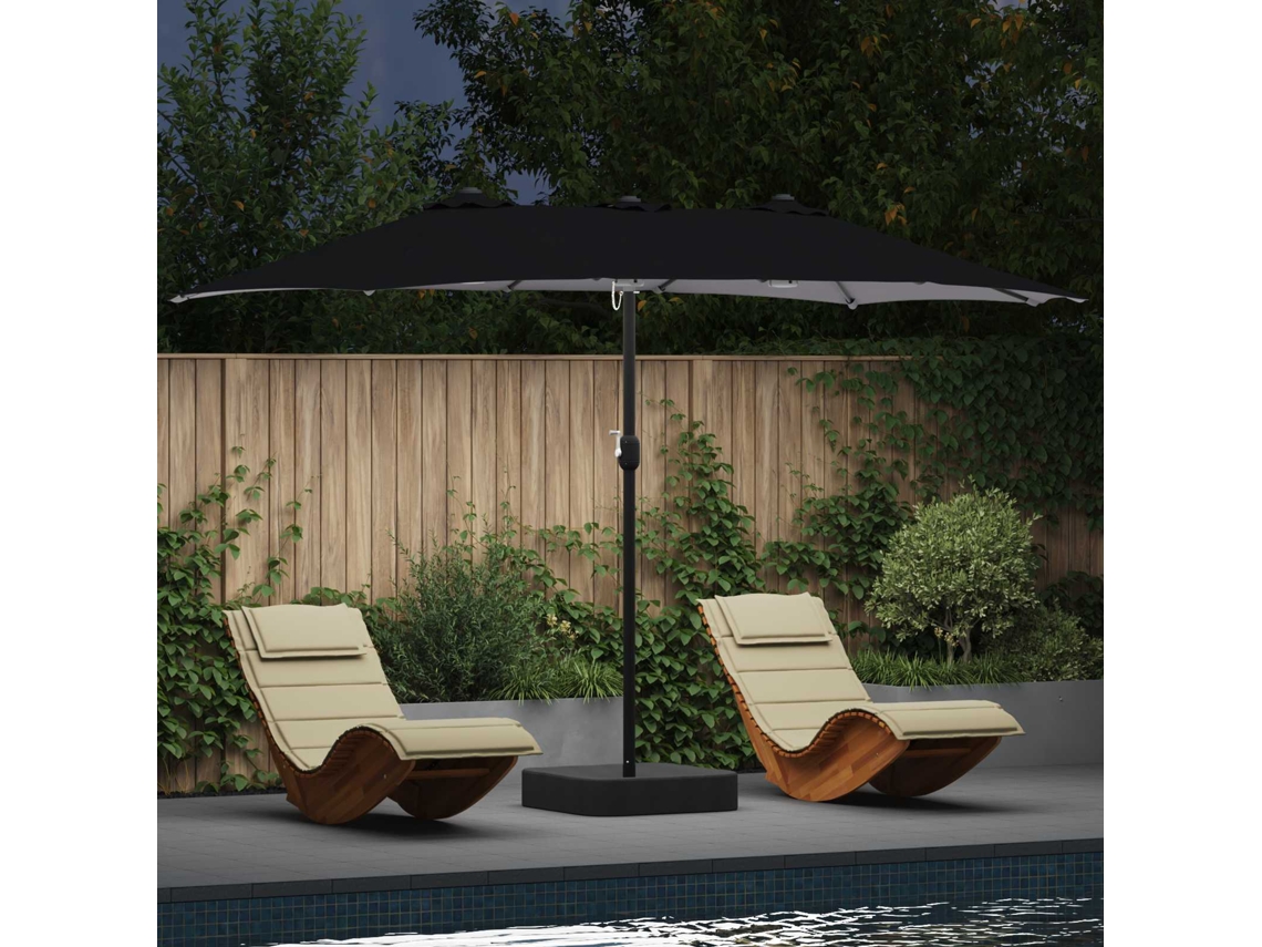 Vidaxl Guarda-sol De Jardim Preto 385 X 209 X 244 Cm Poliéster