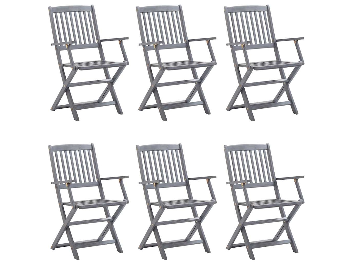 Maison Exclusive - Cadeiras Exterior Dobráveis C/ Almofadões 6 Pcs Acácia Maciça