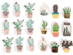 Conjunto 18 Adesivos GRAINE CRÉATIVE Cactus