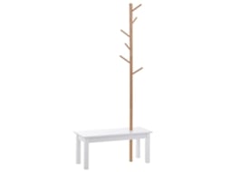 Cabide de Pé Bambu e Mdf Cor Branco e Cor de Madeira 80x30x180 cm Homcom
