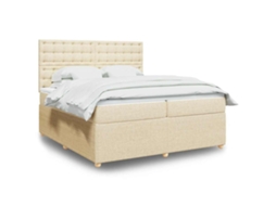 Vidaxl Cama Com Molas/colchão 200x200 Cm Tecido Cor Creme