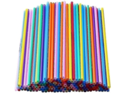 100 Canudos De Beber Plásticos Longos Descartáveis Coloridos