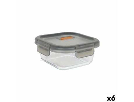 Lancheira Hermética Quadrada Transparente Cinza Masterchef 1,1 L (6 Unidades)