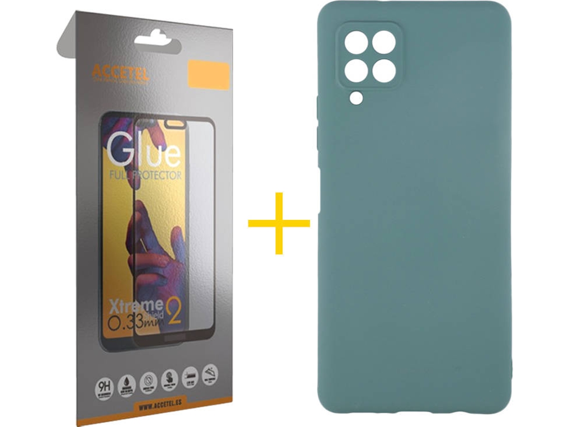 Capa e Película Samsung A12 5G ACCETEL Vidro Temperado 4102 Verde