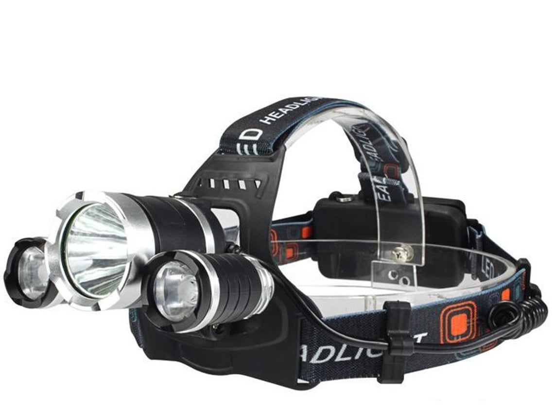 Lanterna de Cabeça À Prova D'água com 3 Leds, Recarregável BRILVIBERA