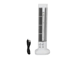 Tower Fan Led Desk Lamp White Bladeless 2 Speed Compact Portable Safe