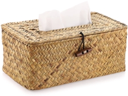 Caixa decorativa para lenços de papel em ráfia EIOORORRIY