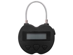Candado Temporizador Inteligente LCD Recargável USB 99h59m, 30g, ABS, Viagem, Segurança Preto S/MARCA