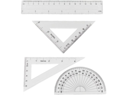 Réguas transparentes Heallily para desenho e anotações, conjunto de 4 peças, ferramentas escolares de plástico, práticas.