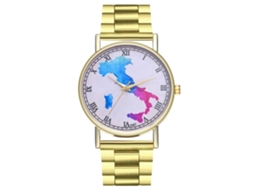 Reloj De Pulsera Unisex Con Correa De Acero Y Patrón De Mapa Colorido Zhoulianfa