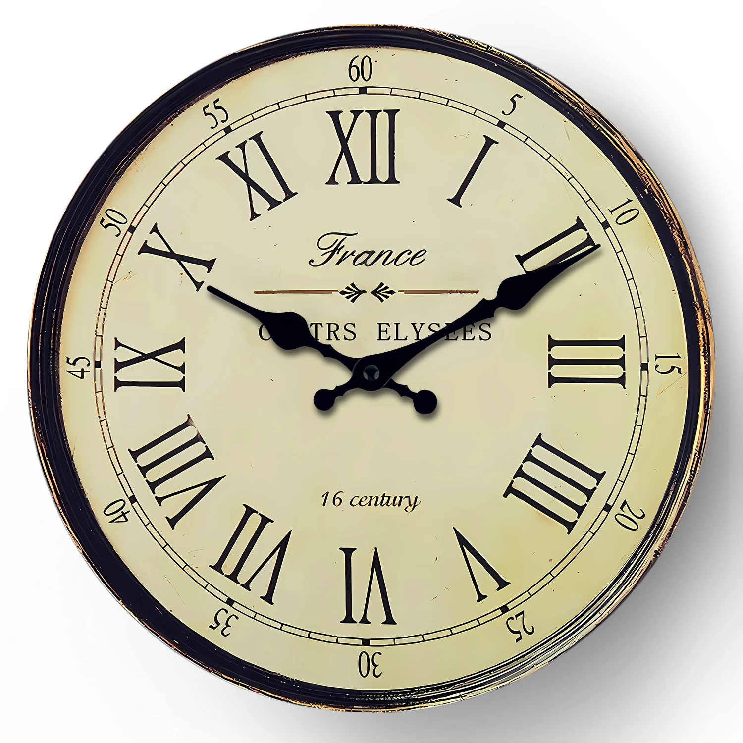 Relógio de parede de madeira com padrês francês do século XVI (30 cm), silencioso, com mecanismo de quartzo.