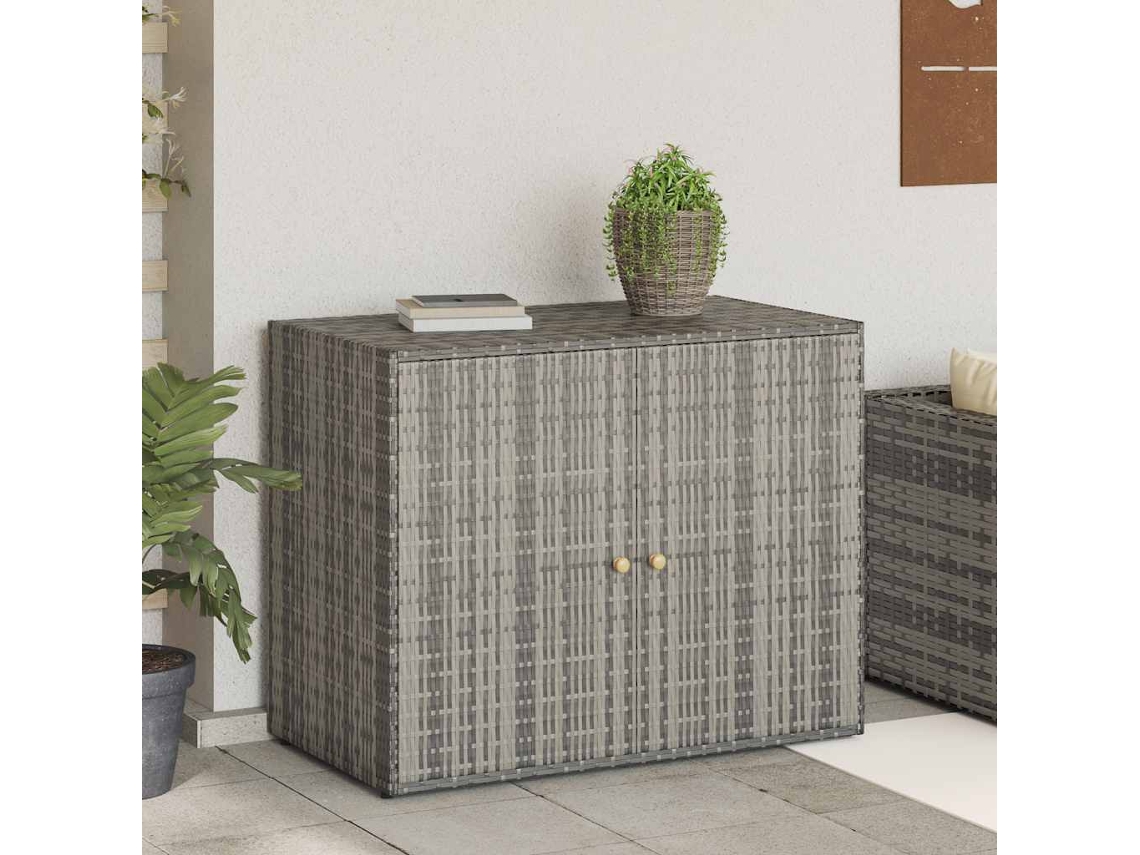 Vidaxl Armário De Arrumação P/ Jardim 100x55,5x80 Cm Vime Pe Cinzento