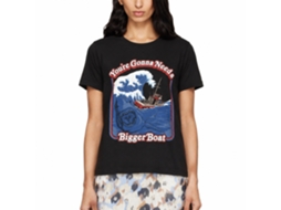 Rockinstone Jaws Movie Storybook Bigger Boat Black Adult T-shirt Size:xxl
