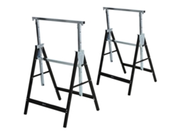 Suporte De Serra Ajustável Em Altura, Dobrável, Metal Preto 68x56x80-130cm, Capacidade Até 200kg Para Trabalhos Em Madeira.