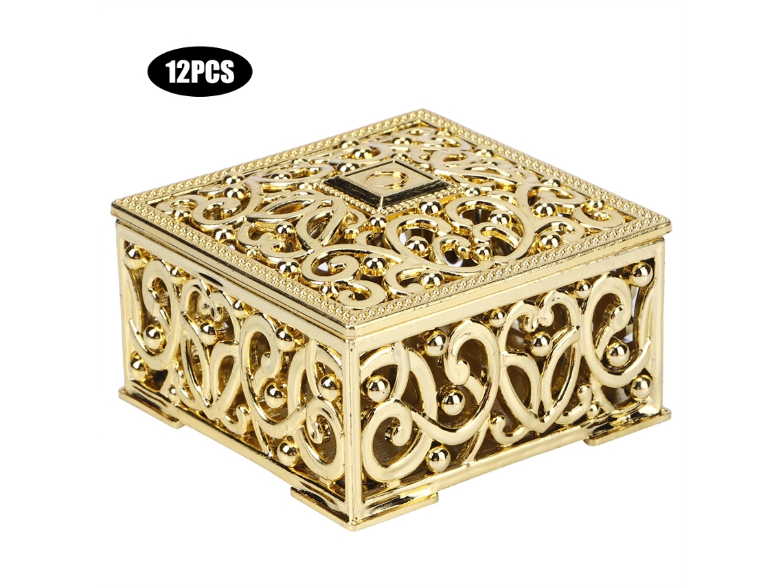 12pcs Caixas de doces quadradas douradas S/MARCA para casamentos e festas