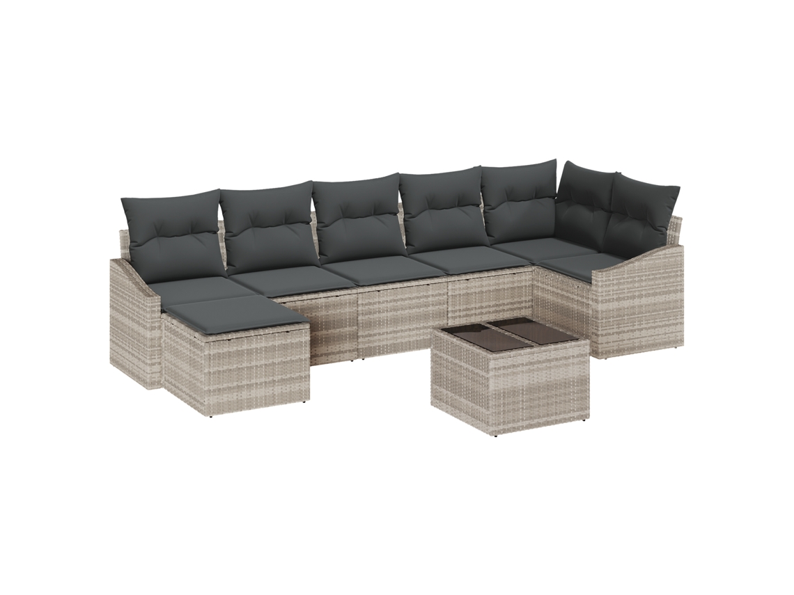 Conjunto 8 Sofá De Jardim Vidaxl Cinzento-claro Vime Pe (288,5 X 123,5 X 85 Cm)