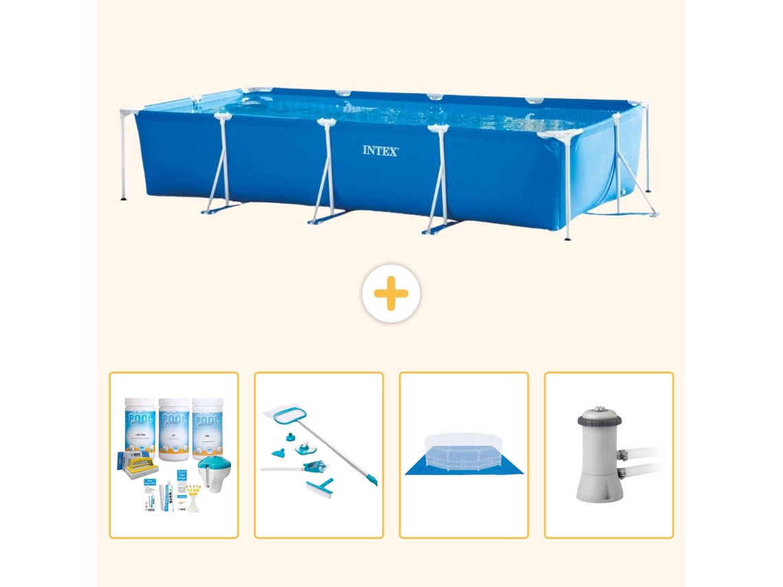 Intex Piscina Com Estrutura Retangular - 450x220x84 Cm - 5-peças S20848