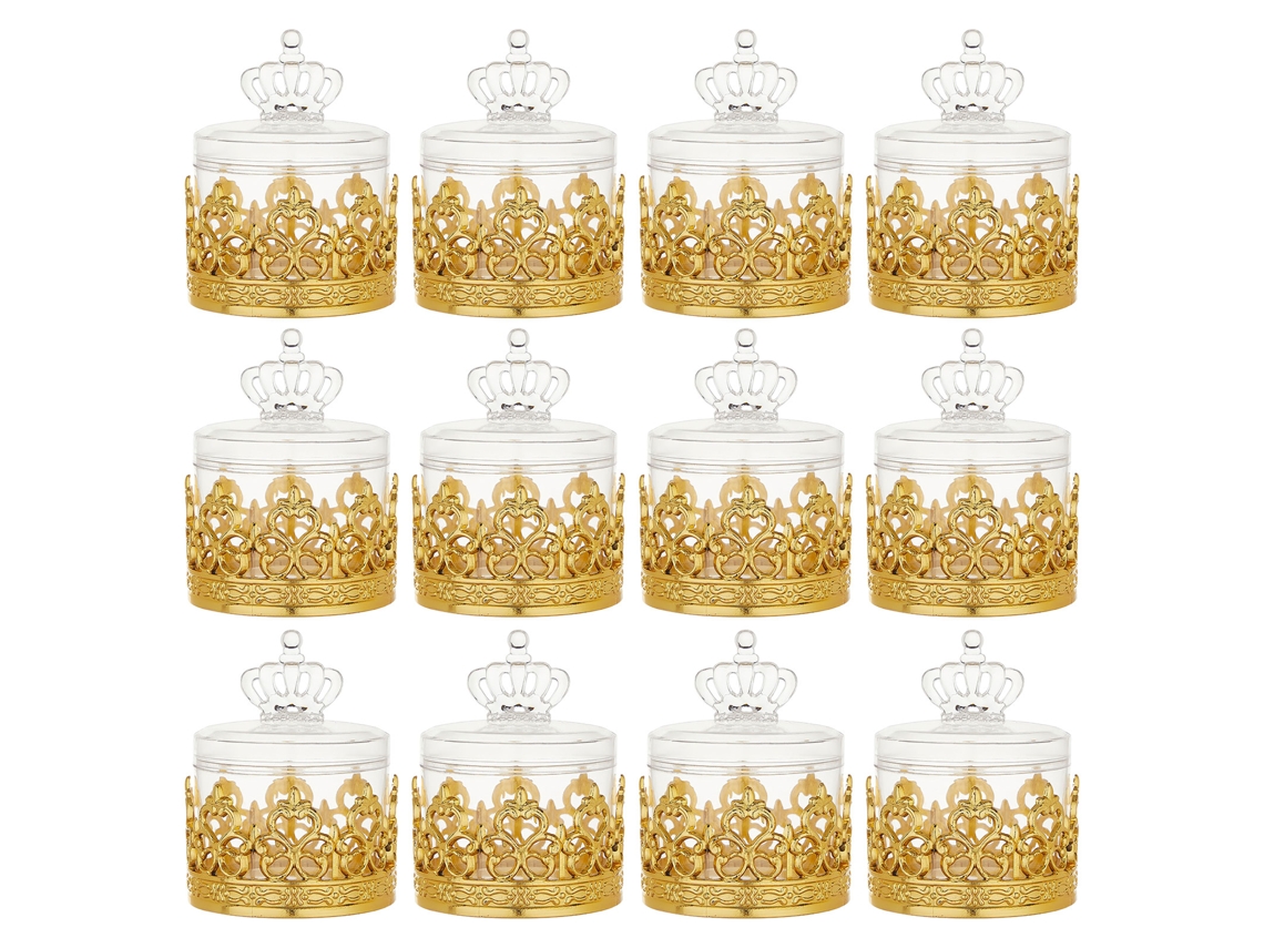 Laxiscreed Caixa De Doces Para Casamento Com 12 Peças Em Plástico Dourado Elegante