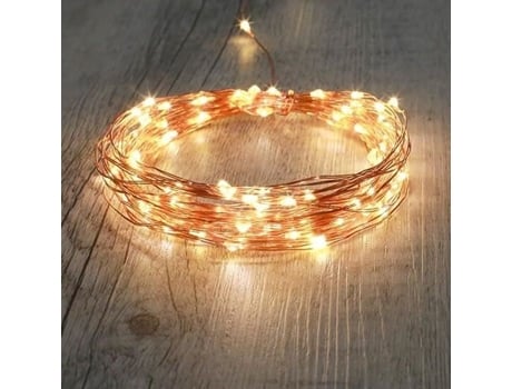 Guirlanda Micro Led Cobre 10m 100 Leds Branco Quente Interior Skylantern