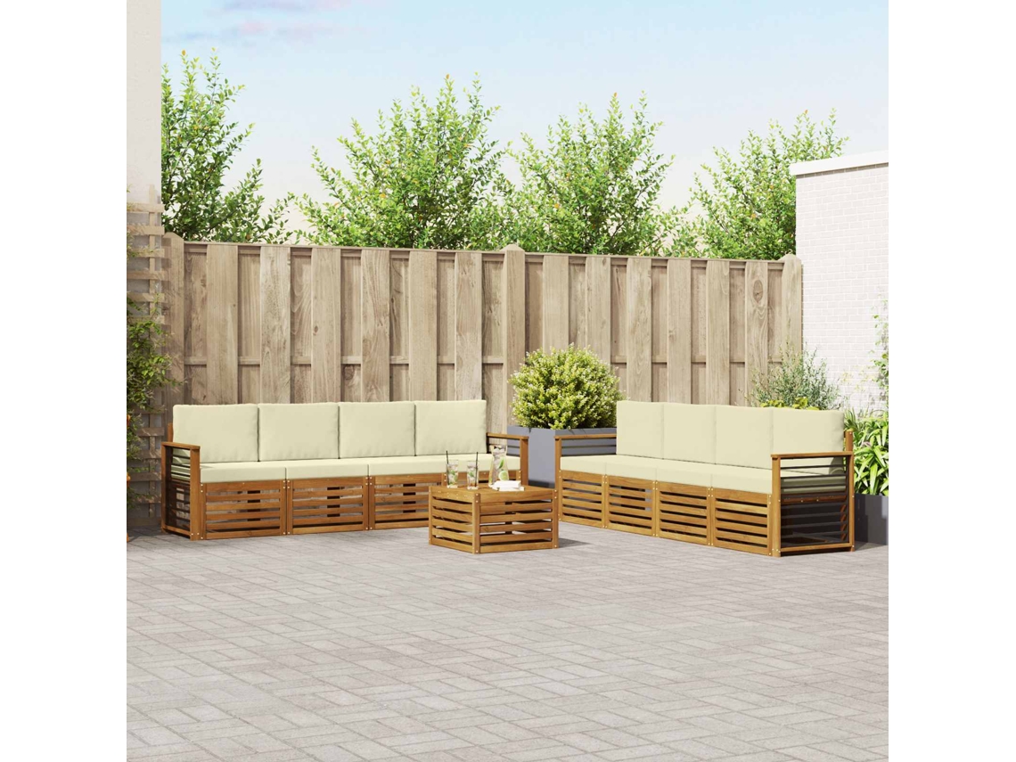 Vidaxl Conjunto De Sofás Para Exterior 9 Unid. Natural E Creme