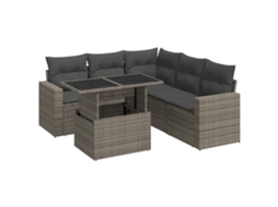 Conjunto de 6 Sofás de Jardim com Almofadões Vime Cinzento MAISON EXCLUSIVE (80x200 cm)