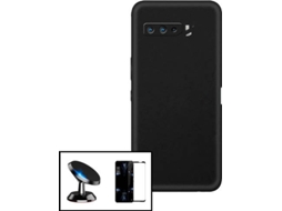 Capa + Película Vidro Temperado 5D Full Cover + Suporte Asus ROG Phone 5s Pro PHONECARE Silicone Líquido Preto 72802
